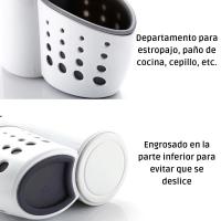 Dispensador de jabón líquido para Cocina y baño con portaestropajo y Estropajo de Cocina Incluido. Dosificador de jabón Blanco Cocina y Baño - details 3