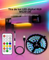 Tira De LED RGB WS2812B 5050 DC 5V Impermeable Con IC Chip Addressable 144LEDs Pantalla Digital Flexible Multicolor Para Decoración De Hogar - details 1