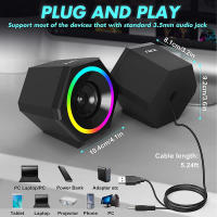 Altavoces para computadora de 10 W para juegos con alimentación USB y graves mejorados, arcoíris - details 0