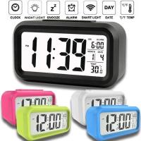 Reloj De Alarma Digital LCD Con Calendario Y Termómetro Reloj De Escritorio De Plástico Para La Casa Sin Dispositivo Inteligente - details 0
