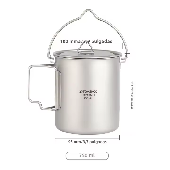 Botella De Deporte De Titanio Tomshoo 1L a Prueba De Fugas Single-layer Ultraligera Para Camping Y Exteriores 750ml Taza Pot Drinkware - 1