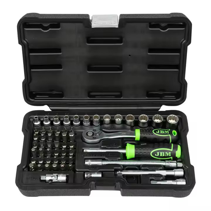 JBM 54140 ESTUCHE DE HERRAMIENTAS CON 56 PIEZAS CON VASOS DE 12 CANTOS CINCADO - 1