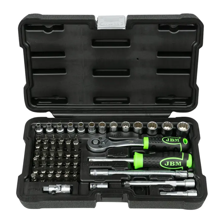 JBM 54140 ESTUCHE DE HERRAMIENTAS CON 56 PIEZAS CON VASOS DE 12 CANTOS CINCADO - 1
