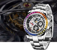 Reloj Mécanico De Lujo PAGANI DESIGN Para Hombre Con Bisel De Cerámica Arco Iris Resistente Al Agua De Acero Inoxidable Y Correa De Goma - details 4
