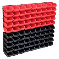 vidaXL Kit de cajas de almacenaje 96 pzas paneles de pared negro en color Rojo/Rojo y negro/Azul - details 1