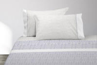 Manterol - Juego de sábanas algodón estampado abaya con doble vivo cosido. Calidad 100% Algodón. Incluye bajera ajustable, encimera y fundas de almohada. Sábana de verano con diseño moderno. - details 1