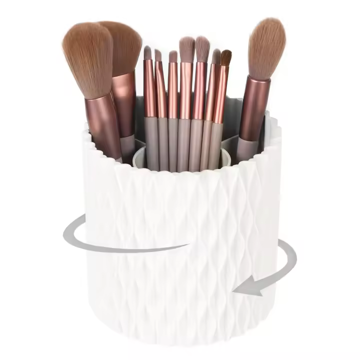Organizador De Maquillaje Con Portar Cepillos Y Tapa Contenedor De Almacenamiento Para Cosméticos Para Mesita De Noche Y Baño - 1
