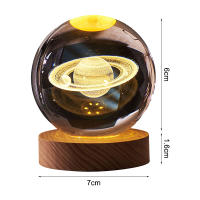 Lámpara De Mesa LED De Sistema Solar Con Bola Cristal Luminosa Luz Nocturna 3D Luna Para Dormitorio Con USB Regalo Para Niños Cumpleaños - details 7