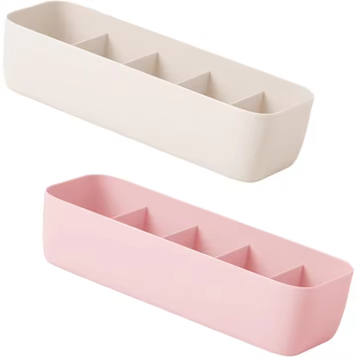 Organizador de cajones de almacenamiento de calcetín de almacenamiento de ropa interior para sujetadores, ropa interior, calcetines, corbatas, bufandas, rosa claro, albaricoque, 2 piezas - 1