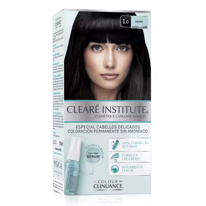 Clearé Institute Colour Clinuance | Coloración Permanente Tinte Sin Amoniaco para Cabellos Delicados | Con Sérum Capilar Reestructurador | 100% Cobertura de Canas | Color más Intenso, más Brillo y Cabello más Fuerte | 170ml | 14 Tonos - 1