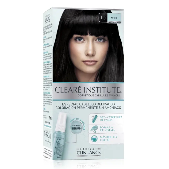 Clearé Institute Colour Clinuance | Coloración Permanente Tinte Sin Amoniaco para Cabellos Delicados | Con Sérum Capilar Reestructurador | 100% Cobertura de Canas | Color más Intenso, más Brillo y Cabello más Fuerte | 170ml | 14 Tonos - 1