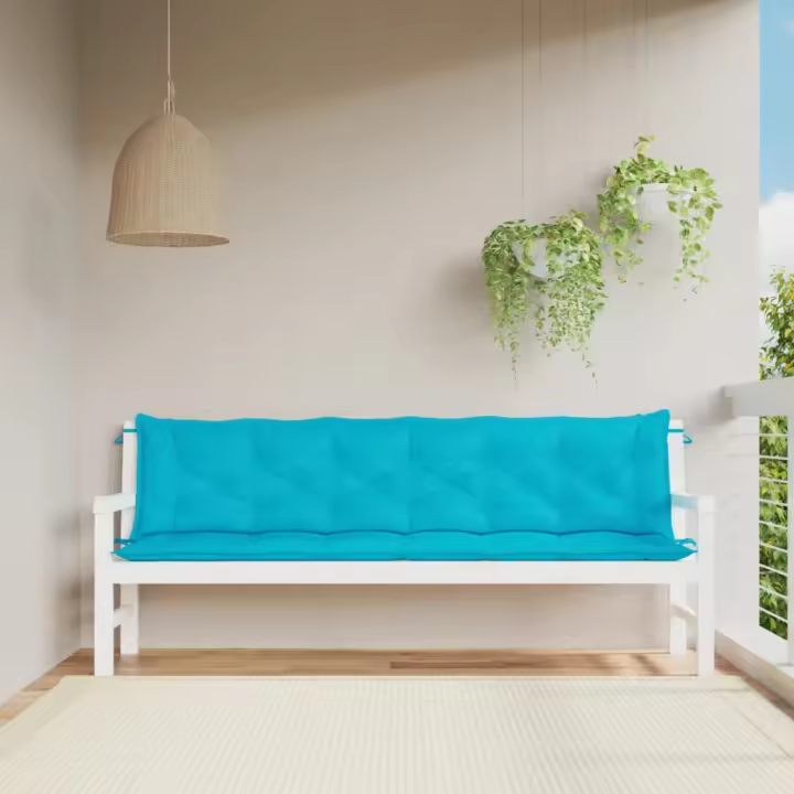 vidaXL Cojines para banco de jardín 2 uds tela turquesa 200x50x7 cm - 1