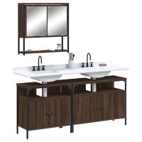 vidaXL Set de muebles de baño 3 pzas madera contrachapada en color Roble Sonoma/Gris sonoma/Marrón roble y más | almacenamiento funcional diseño moderno para baño dormitorio sala - details 2