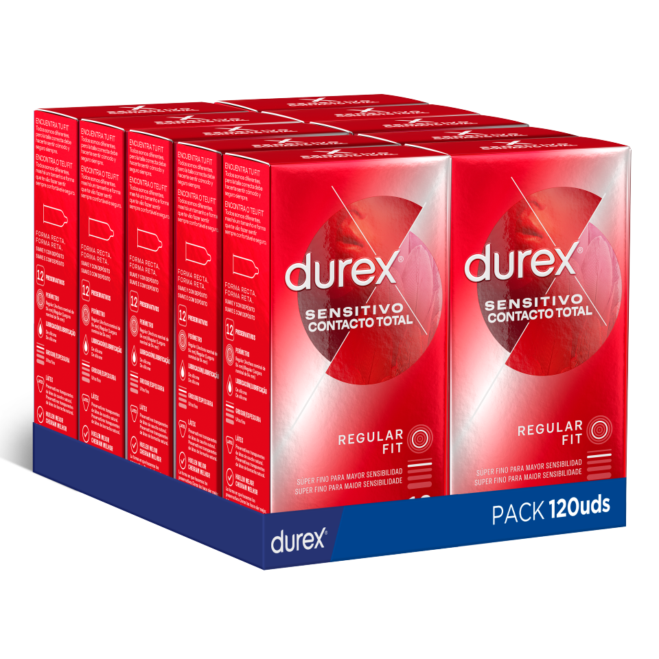 Durex - Preservativos Sensitivo Contacto Total para Mayor Sensación Pack 120 condones para un sexo seguro