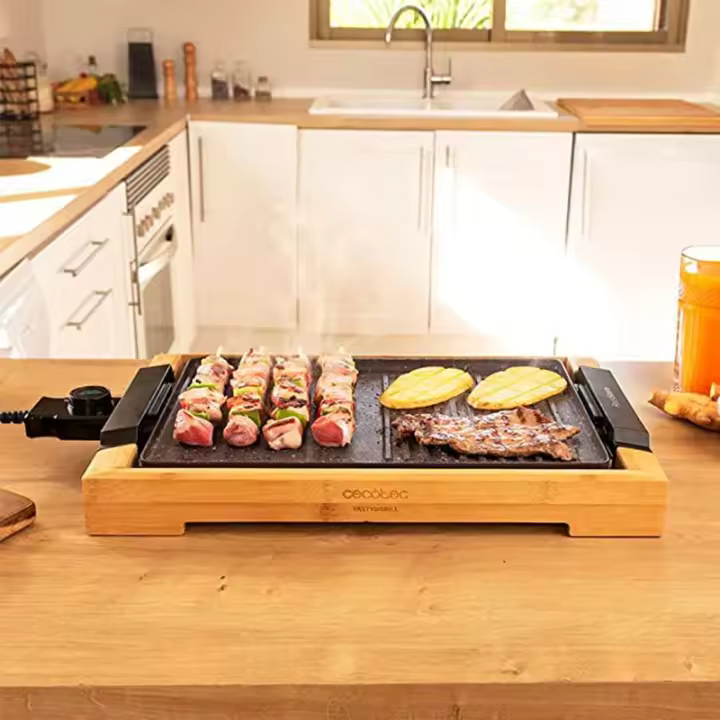 Plancha eléctrica Cecotec Tasty&Grill 2000 Bamboo MixStone 2000W madera/gris - 1