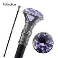 Bastón De Moda Diamante Morado Plata Elegante Para Caballeros Cosplay 93cm Punta De Goma Mango Sólido Material De Acero - details 3