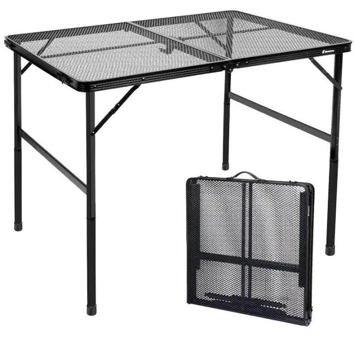 Mesa de malla plegable para exteriores, mesa y sillas de picnic portátiles para acampar, equipo fácil de almacenar, mesa pequeña de aleación de aluminio - 1