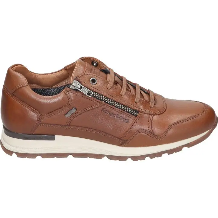 KANGAROOS | Zapatos de Piel Kangaroos para Hombre – Zapatos en Color Marrón Cuero con Cierre de Cordones y Cremallera – De Piel – Estilo Casual – Para Invierno – Versátiles – Cómodos – Modelo 632-23 - 1