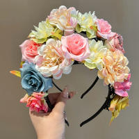 Diadema De Flores Coloridas Para Niñas Adorno De Cabello Simulación De Flor Corona De Novia Para Boda Accesorio Para Mujer - details 10