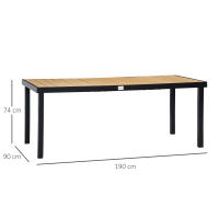 Outsunny Mesa de Jardín Rectangular para 8 Personas Mesa de Comedor Exterior 190x90x74 cm con Encimera de Listones y Estructura de Aluminio para Terraza Balcón - details 2