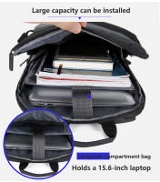 Mochila Impermeable Para Hombres Ultra Ligera Estilo Clásico Con Capa De Computadora De 15.6' Mochila De Hombro Suave Material Nylon Con Costuras Embossing - details 5