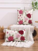 Funda De Cojín Decorativa De Algodón Bordada Con Flores Estilo Rustico Para Hogar Funda De Cojín De Tela Suave Para Sala De Estar Y Dormitorio - details 4