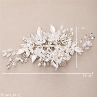 Diadema De Perla Y Cristal Flor Y Hoja Para Novia Accesorios De Cabello De Boda Tiara Combinado Con Peine Para Mujer Joyería De Moda - details 4