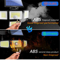 Lámpara Solar Exterior IP65 800lm Con Control Remoto Y 4 Cabezas Luz De Calle Solar Para Exterior 247 LED Resistente Al Agua Y Al Sol - details 6