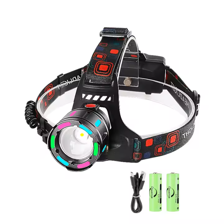 Linterna Frontal Recargable 800W Potencia Alta Impermeable Para Trabajo Al Aire Libre Luz De Noche Fluorescente 18650 Para Camping Pesca Senderismo Escalada - 1