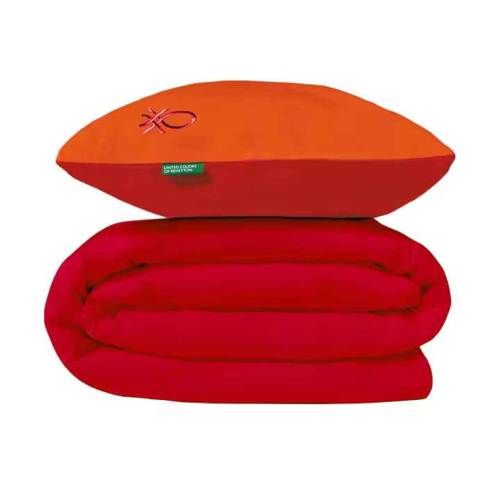 United Colors Of Benetton Funda Nórdica Reversible con Botones Naranja y Rojo 150/210cm - 1