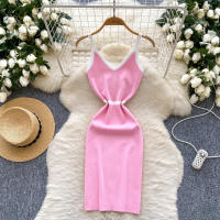 Vestido Elegante REALEFT Para Mujer V-Neck Sin Mangas De Encaje Colorbloqueado Ajustado Rodillera De Verano Nuevo 2025 - details 2