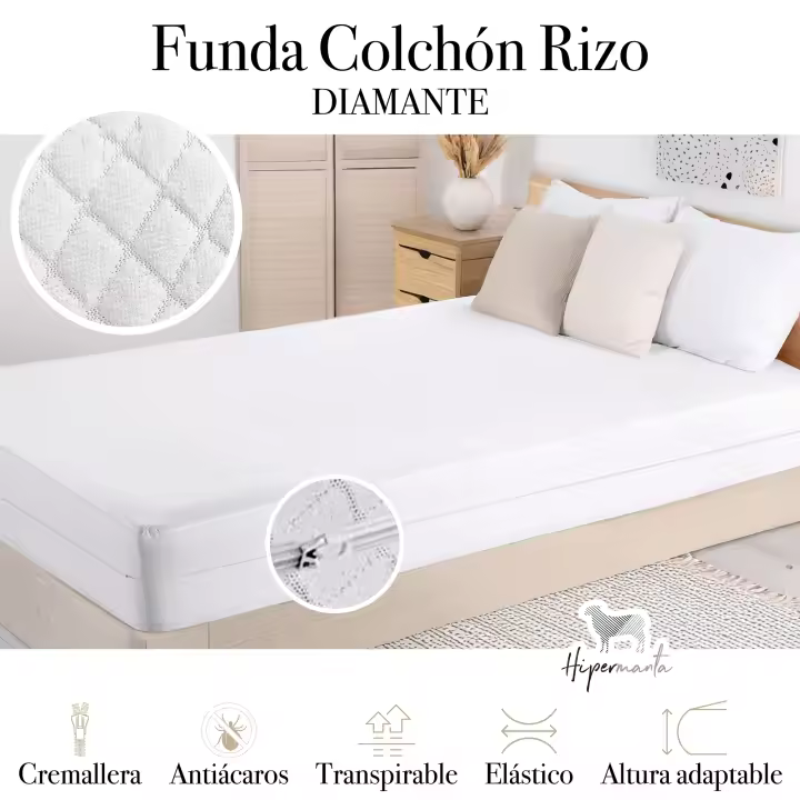 Protector Colchón Rizo Impermeable Ajustable Microfibra - 1