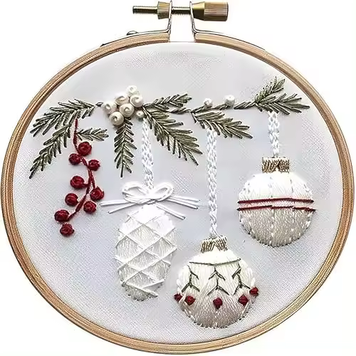 Kit de bordado navideño nuevo 2025, kit de bordado para adultos y niños hecho a mano, kit de punto de cruz navideño, kit de inicio de bordado a mano con patrón de bordado estampado, kit de inicio de bordado para principiantes adultos - 1
