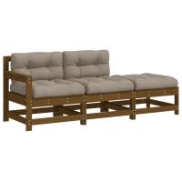 vidaXL Juego de sofás de jardín 3 pzas con cojines madera maciza Pino natural, Pino blanco, Pino gris Conjunto Terraza Muebles Jardín Exterior Juego de Muebles de jardín Mueble Jardín Exterior Muebles de Salon Exterior - details 3