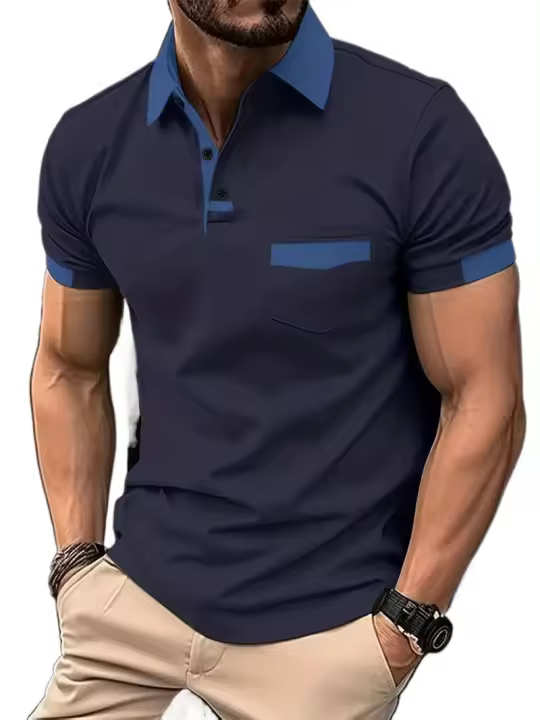 Camisa Polo Para Hombre Verano Manga Corta Color Sólido Transpirable Suave Con Bolsillos Estilo Casual Basic Ligera - 1