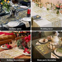 Corredor De Mesa Metálico Brillante En Oro Y Plata Faja De Mesa Delgada De Lentejuelas Y Foil Metálico Para Decoración De Cumpleaños Y Boda - details 2
