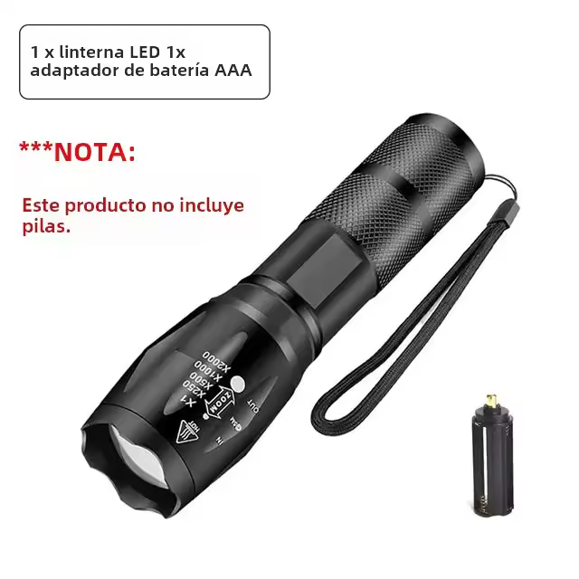 Linterna LED De Alta Potencia Para Camping 5 Modos De Iluminación Aleación De Aluminio Zoomable Impermeable Uso De 3 Pilas AAA - 1