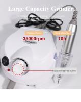 Máquina De Uñas Profesional 35000RPM Para Manicura Con Punta De Tajo Herramienta De Pulido De Uñas Y Pedicura Electrónica - details 2