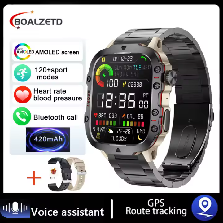 Reloj inteligente Ultra Militar para hombre, Agua resistant Device IP68, 5ATM, Monitor de Salud, Llamadas BT, 2024 pulgadas, para Deporte al Aire Libre, novedad de 1,96 - 1