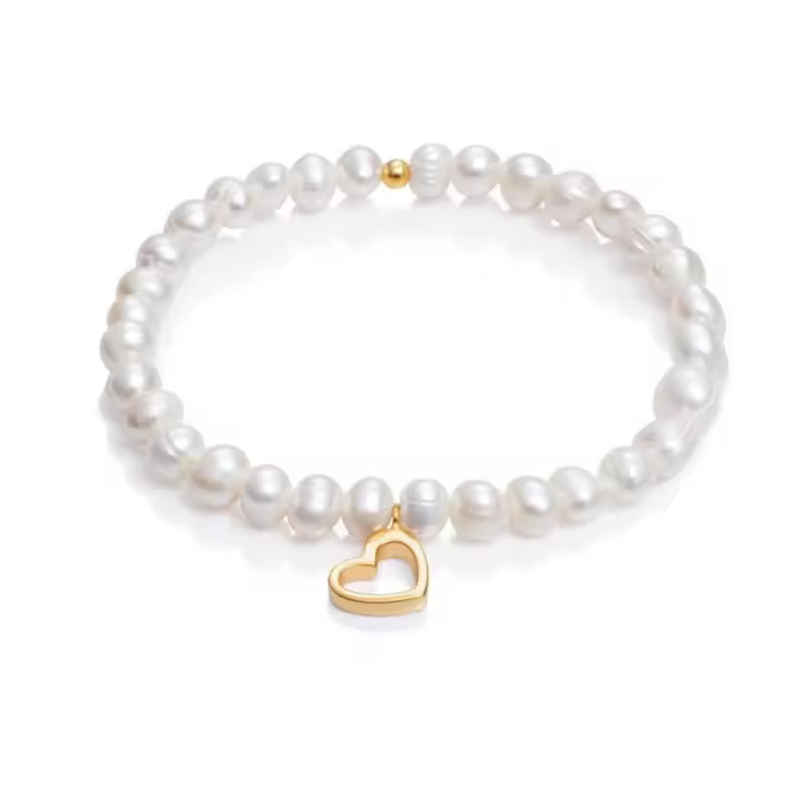 6005P100-60 - Pulsera de plata de ley elastica perlas con corazon B VICEROY Silver   Joyería Viceroy - 1