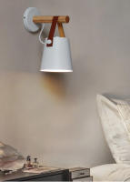 Lámpara De Pared LED Moderna En Madera Y Metal Para Dormitorio Y Sala De Estar E27 110-240V Negra Y Blanca Instalación En Pared - details 7