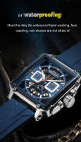 Reloj De Cuarzo Para Hombre MEGIR Con Cronógrafo Y Luz Propia Pantalla Cuadrada Resistente Al Agua Y Al Aire Libre Correa De Silicona Moda Casual - details 2