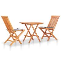 vidaXL Set de bistró 3 pzas con cojines madera maciza teca en color Antracita/Estampado cuadros rojos/Verde brillante y más | acolchados duraderos para sofás de jardín terraza exterior - details 8