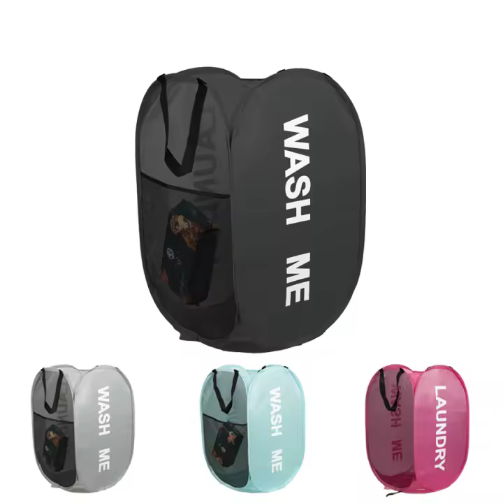 Cesta De Ropa Plegable Con Capacidad Grande Para Almacenamiento De Ropa Sucia Organizador De Juguetes De Malla Transpirable Con Marco Hollow out Mesh Para El Hogar - 1