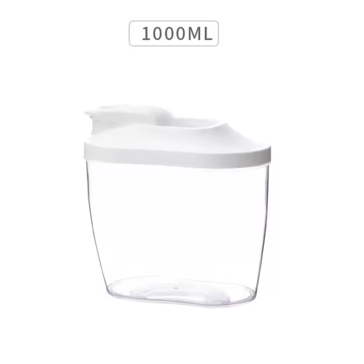 Contenedores De Almacenamiento De Alimentos Con Tapa Organización De Cocina Y Panadería Caja De Alimentos Pila De Plástico Blanco Y Verde Para Arroz Y Alimentos Sólidos - 1