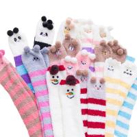Medias Altas De Invierno Para Mujer Con Estampado De Animales De Dibujos Animados Terciopelo Coral De Felpa Grueso Medias Altas a La Rodilla Con Rayas - details 9