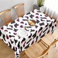 Mantel Desechable De Poliéster Y Algodón Con Estampado De Vaca En Blanco Negro Y Rosa Tema De Animales De La Granja Para Fiestas Cumpleaños - details 3