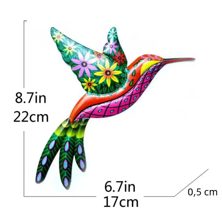 Hummingbird De Metal Para Colgar En La Pared Decoración Para Jardín Y Hogar Arte De Hierro Creativo Adornos Hechos a Mano Para Interior Y Exterior - 1
