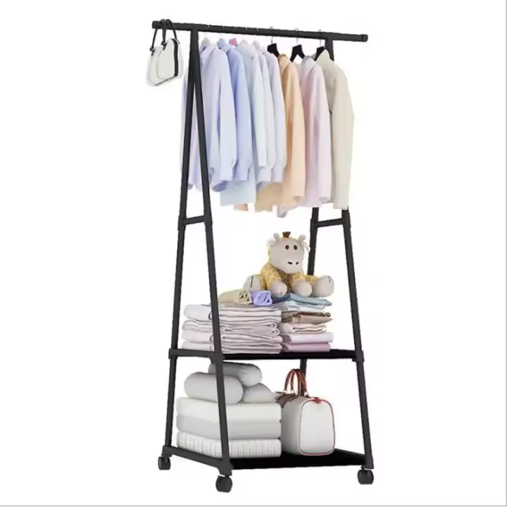 Perchero colorido de pie para colgar ropa y cosas, estante de almacenamiento con ruedas, muebles de dormitorio de estilo Simple - 1