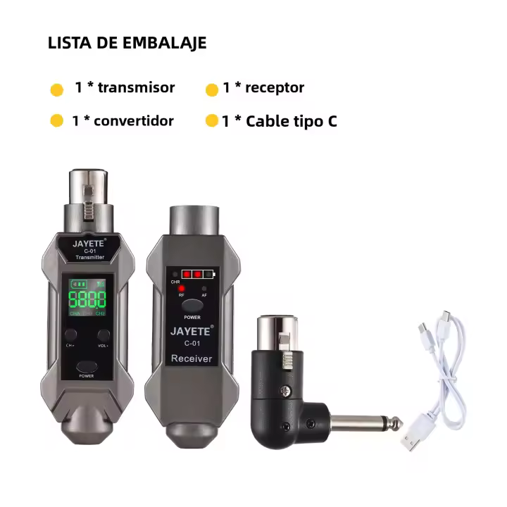 Adaptador De Microfono Jayete C-01 UHF De Cable a Inalámbrico Compatible Con Microfonos Dinámicos Y Condensadores Para Recepción Y Transmisión - 1